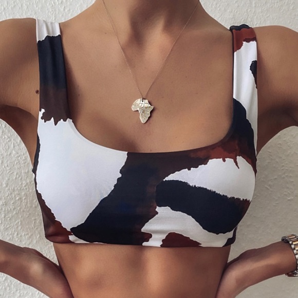 SHEIN Other - COW PRINT BIKINI TOP !!